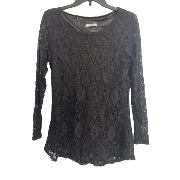 Soteer M Lace Y2K Grunge Whimsigoth Sheer Top Blouse Black - Picture 1 of 7